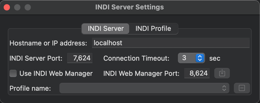 INDI Server Window
