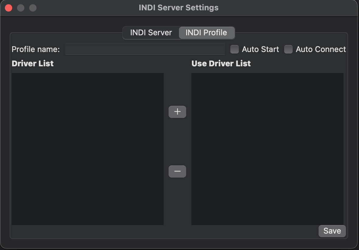 INDI Profile Window